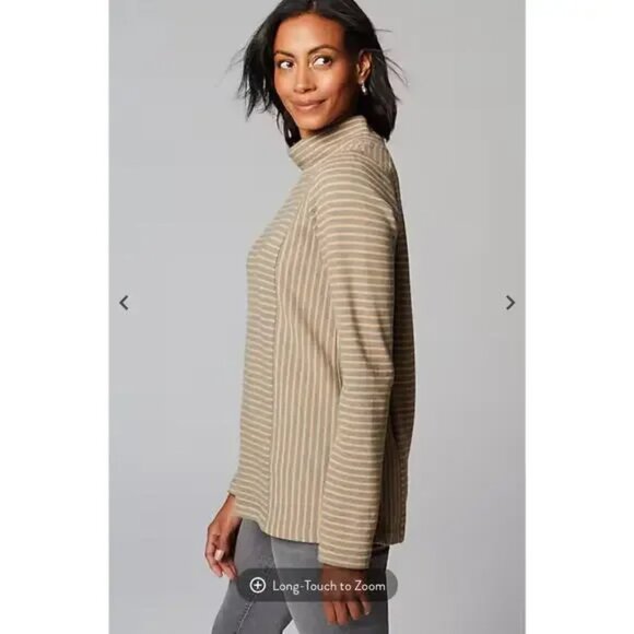 J. Jill Seamed Mock-Neck Top Warm Gray Tan SP - Picture 3 of 16